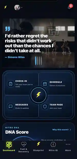 Nitro player mobile dashboard
